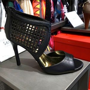 Black Caged Cuff Heels